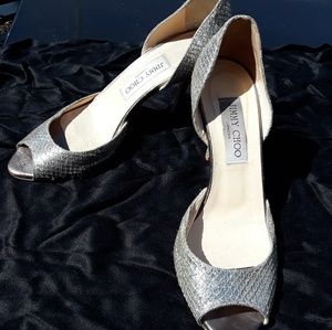 Jimmy Choo Glitter Peep Toe heels